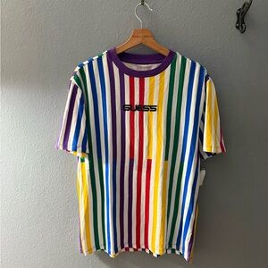 GUESS Multicolor Vertical Stripe Short Sleeve Tee